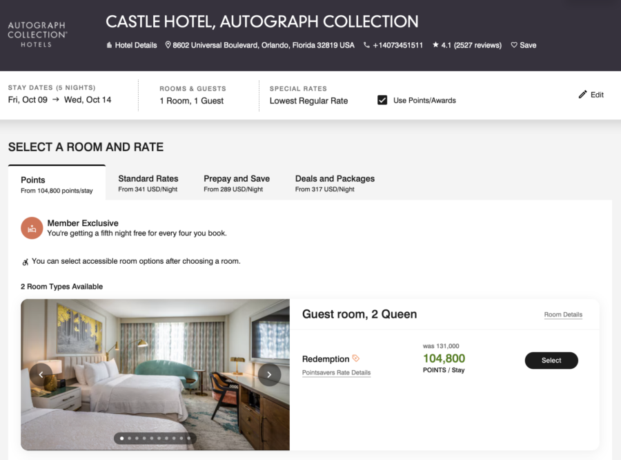 Castle Hotel, Autograph Collection search results with PointSavers