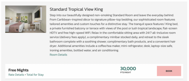 Wyndham booking page for a room with a king bed and view. 