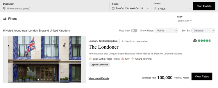 Award stay at The Londoner Hotel