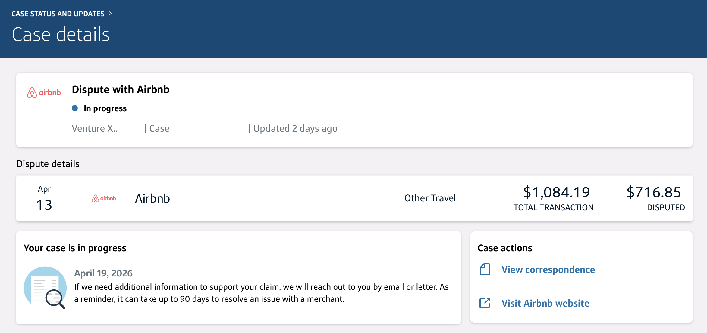Capital One dispute with Airbnb