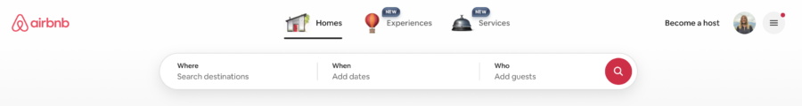 Airbnb search bar