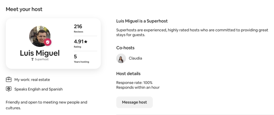 Airbnb host information
