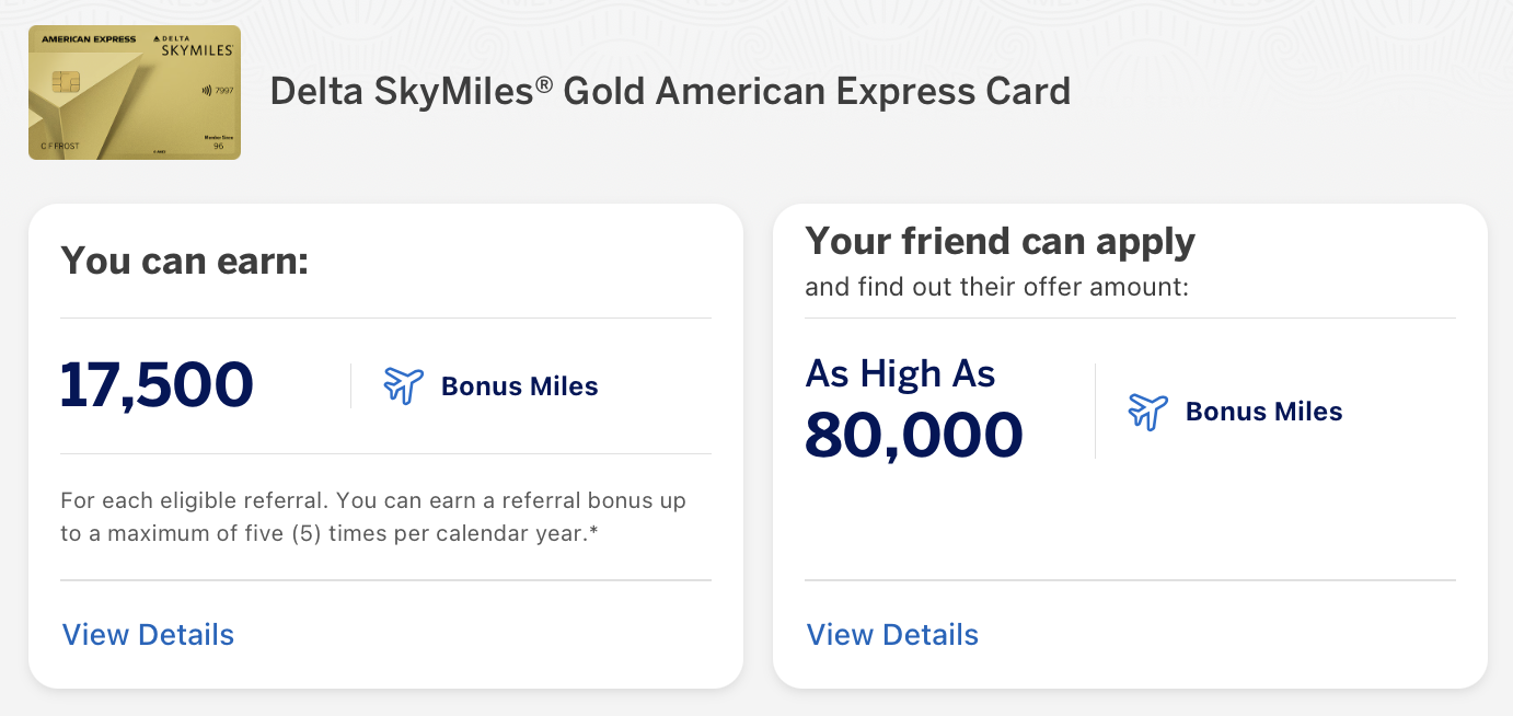 Amex Refer a Friend Delta SkyMiles Gold bonus