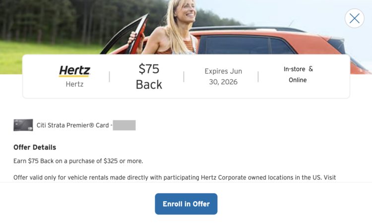 Current Citi Merchant Offers - Hertz
