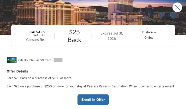 Current Citi Merchant Offers