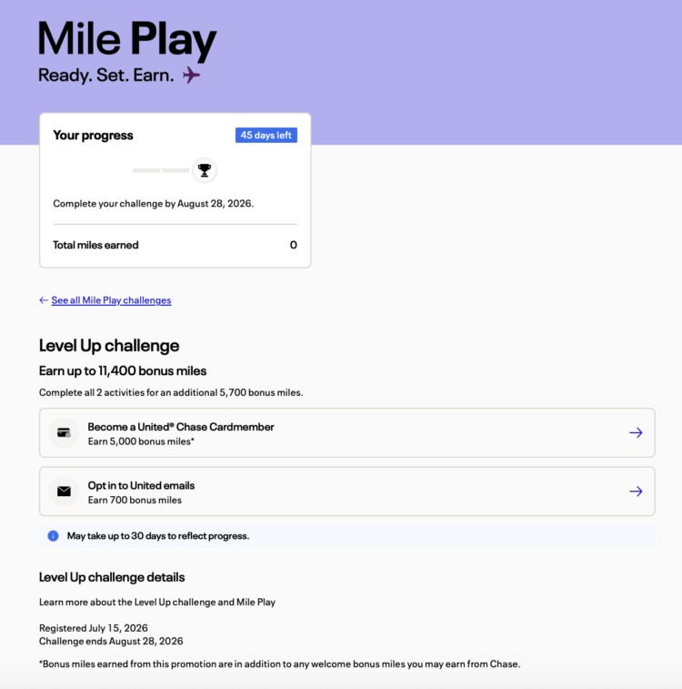 United Mile Play offer for becoming a United cardholder and opting into text alerts