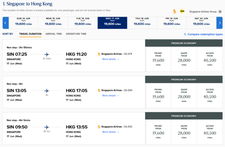 Singapore Airlines Spontaneous Escapes discounted award pricing
