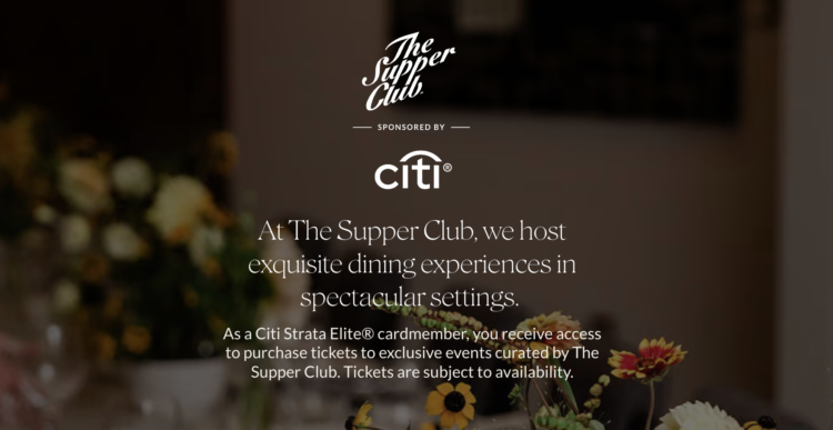 Screenshot of The Supper Club Citi partnership page.
