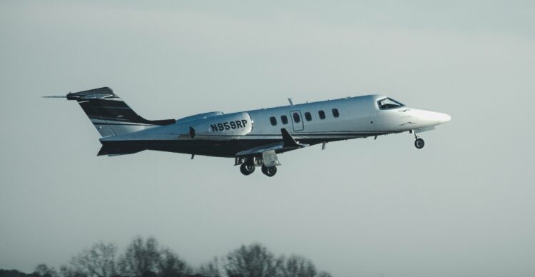 A private jet taking off