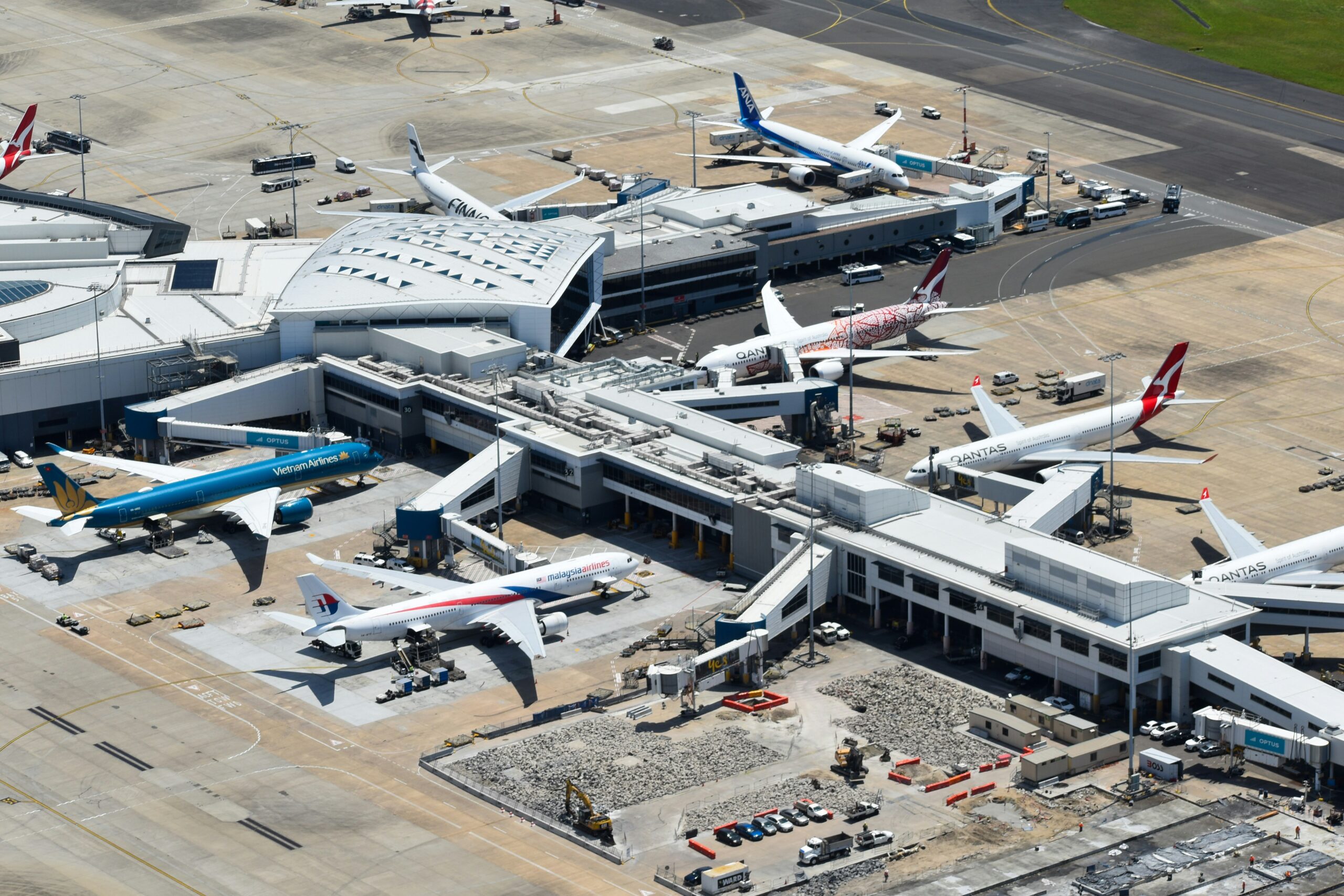 Aerial view of the Sydney Airport international terminal