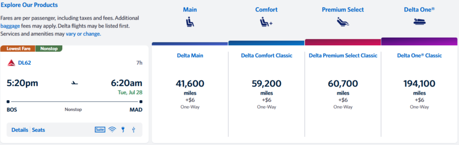 Delta award from BOS to MAD