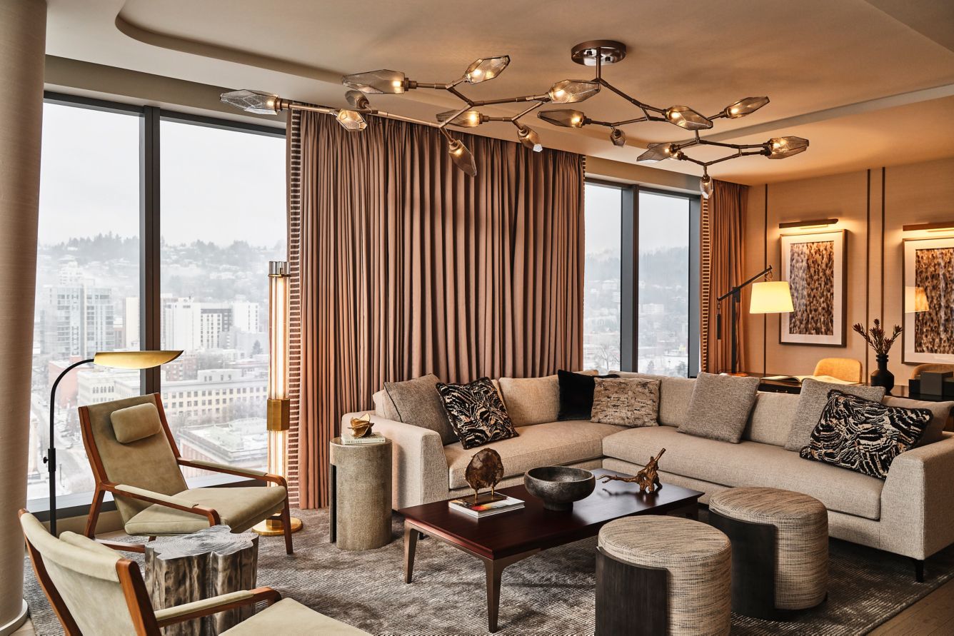 Living room of a suite at the Ritz-Carlton, Portland