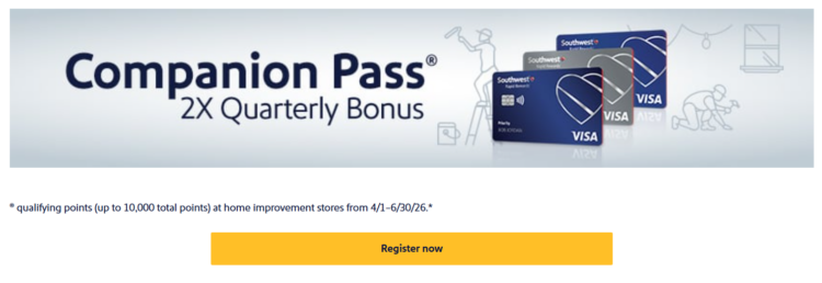 Q2 2026 Southwest double Companion Pass points promotion