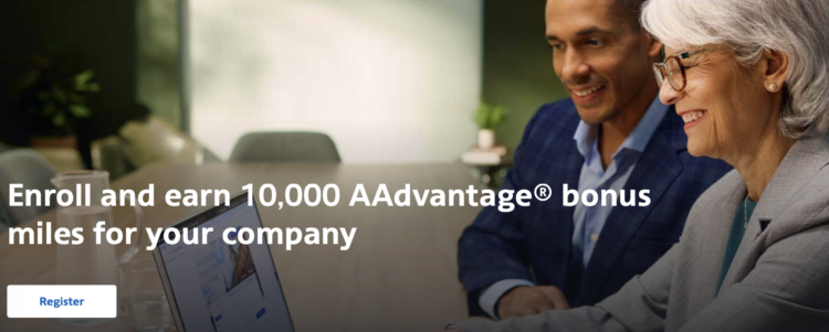 Screenshot of American Airlines AAdvantage Business promo