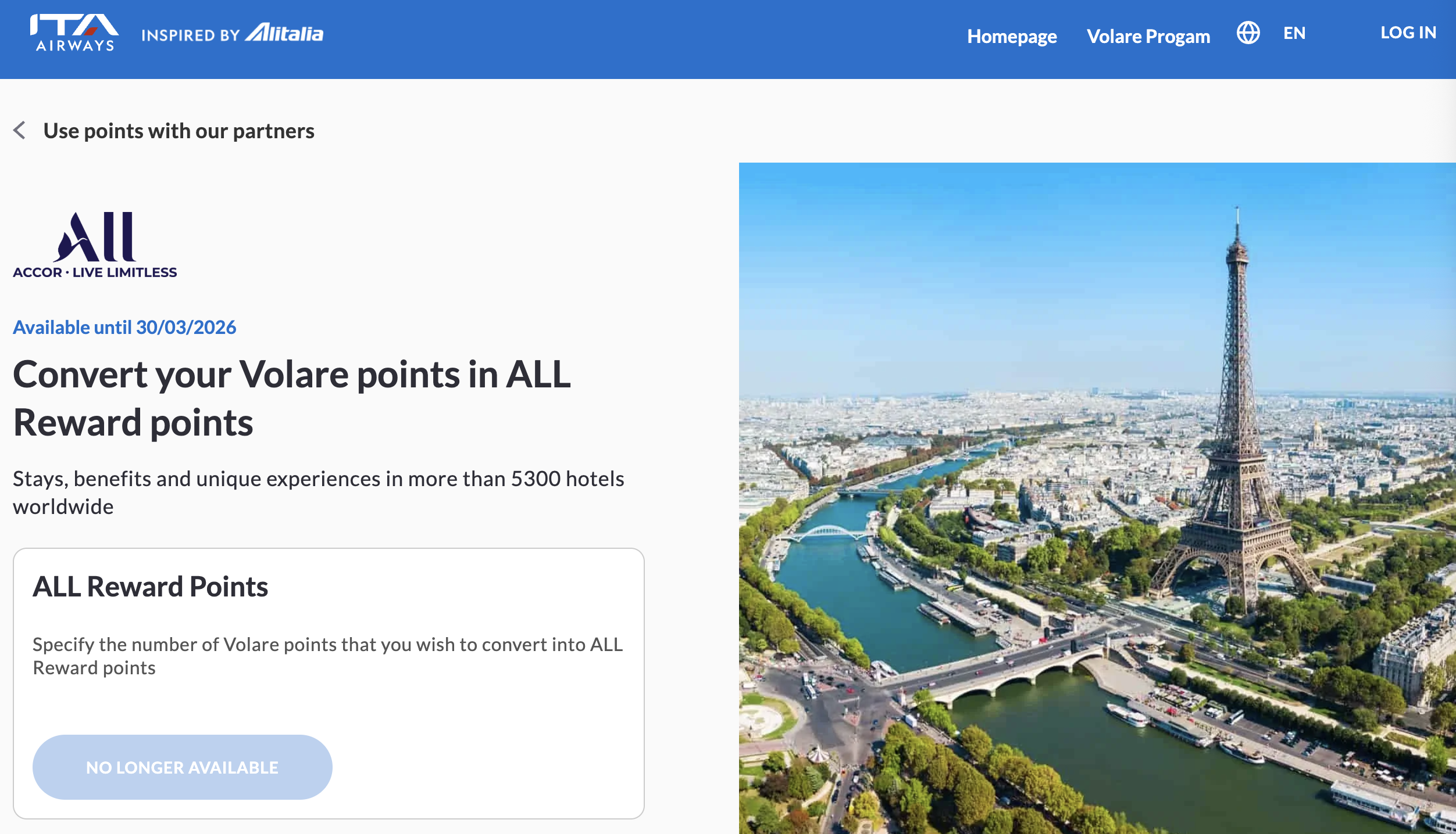 Screenshot of Accor/ITA partnership page.