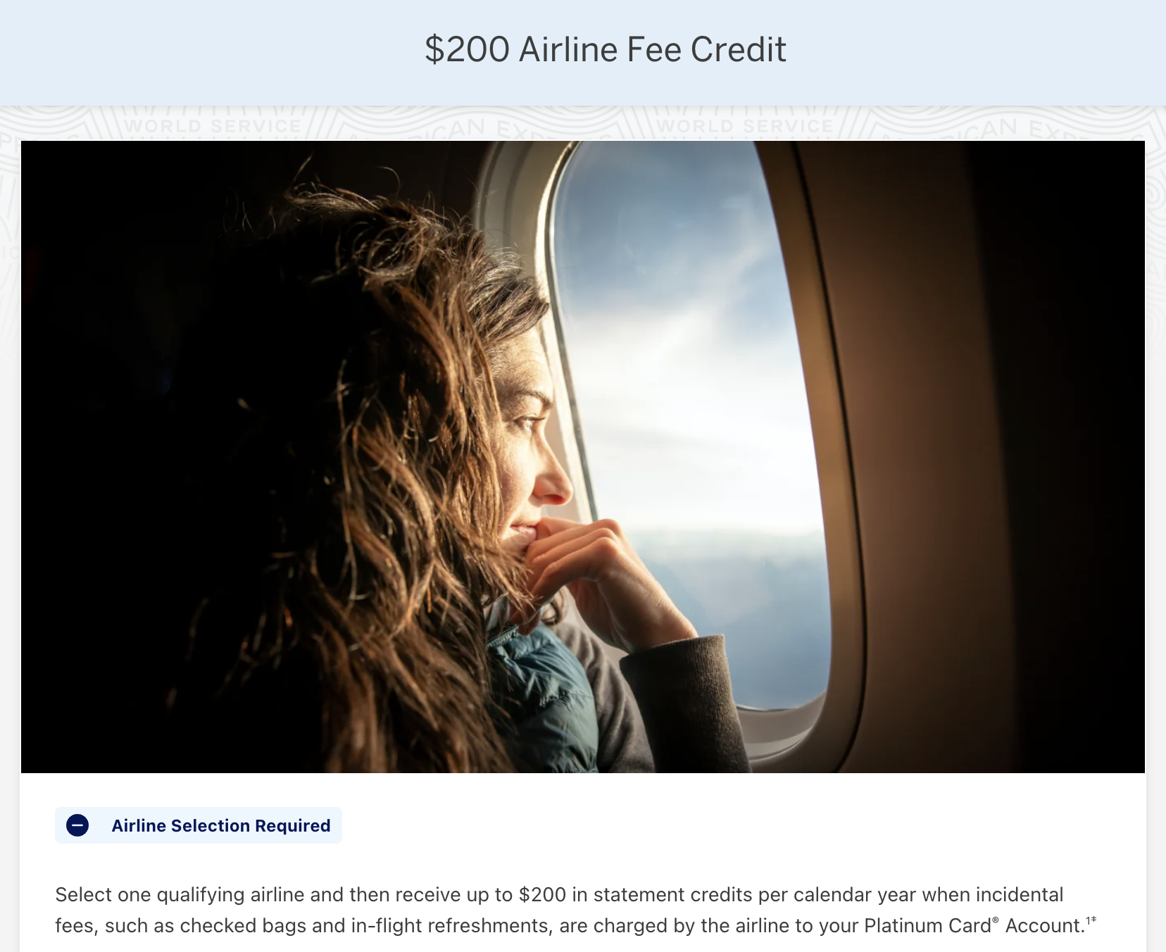 Screenshot of American Express Airline Fee Credit benefit.