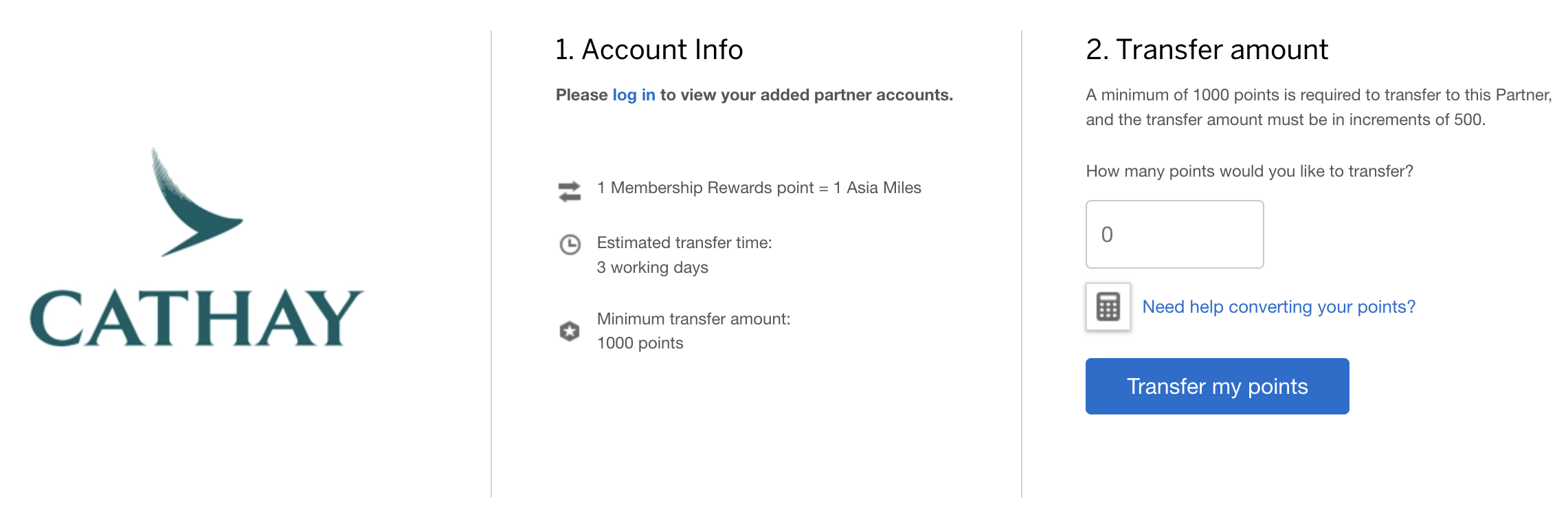 Screenshot of American Express UK Cathay partnership