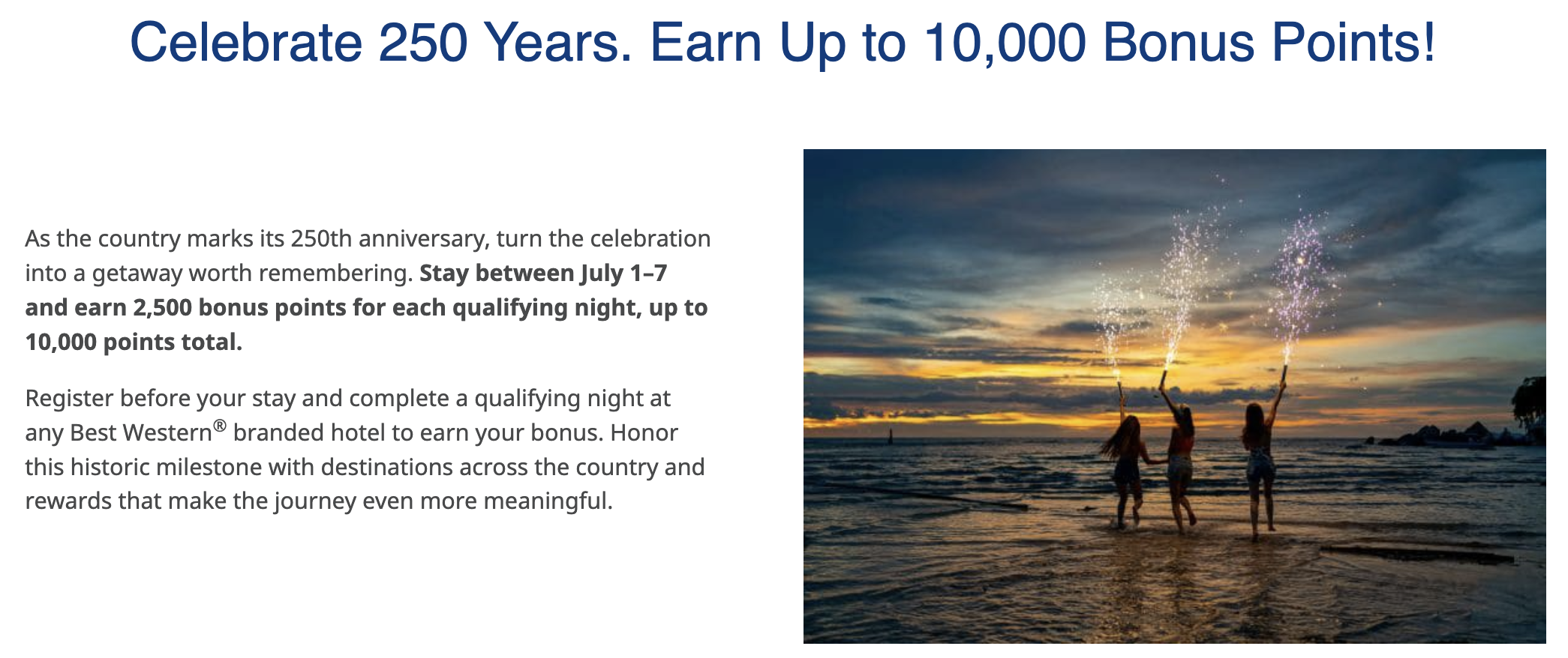 Screenshot of Best Western America 250 promo.
