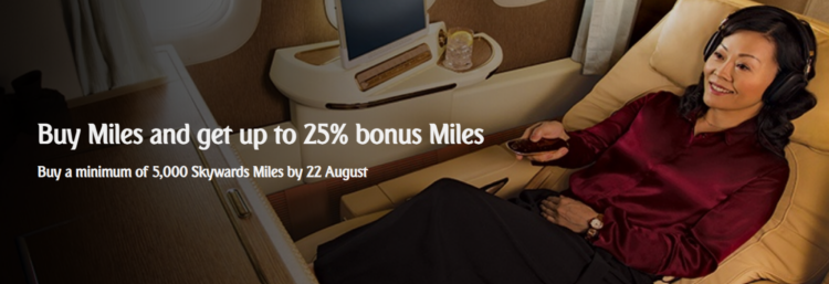 Banner image advertising a 25% bonus when buying Emirates Skywards miles