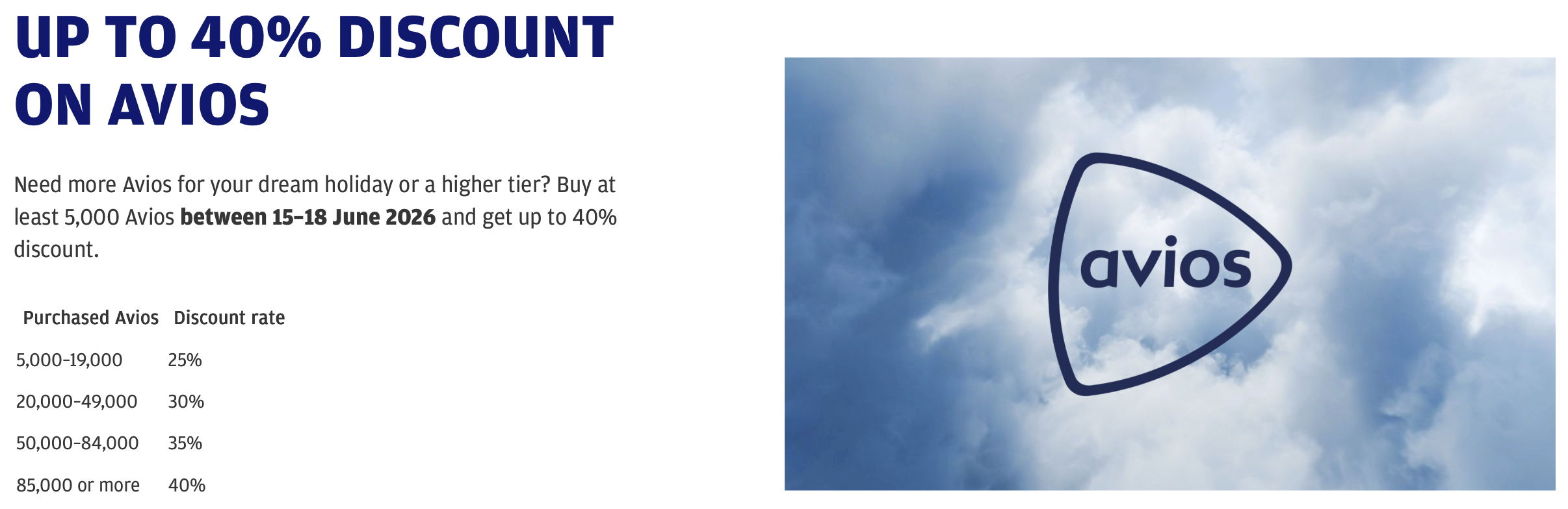 Screenshot of Finnair buy Avios promo.