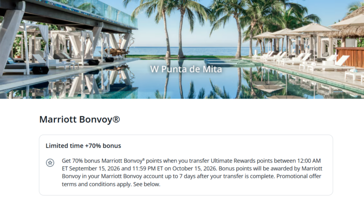 Chase Ultimate Rewards Marriott transfer bonus details