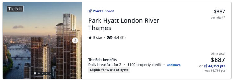 The Edit property which is also eligible for World of Hyatt benefits