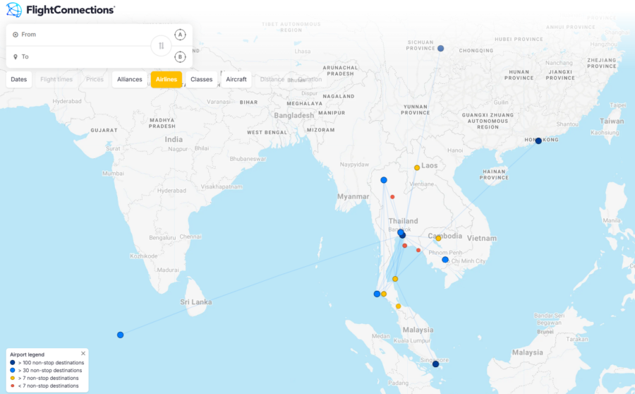 Bangkok Airways route map