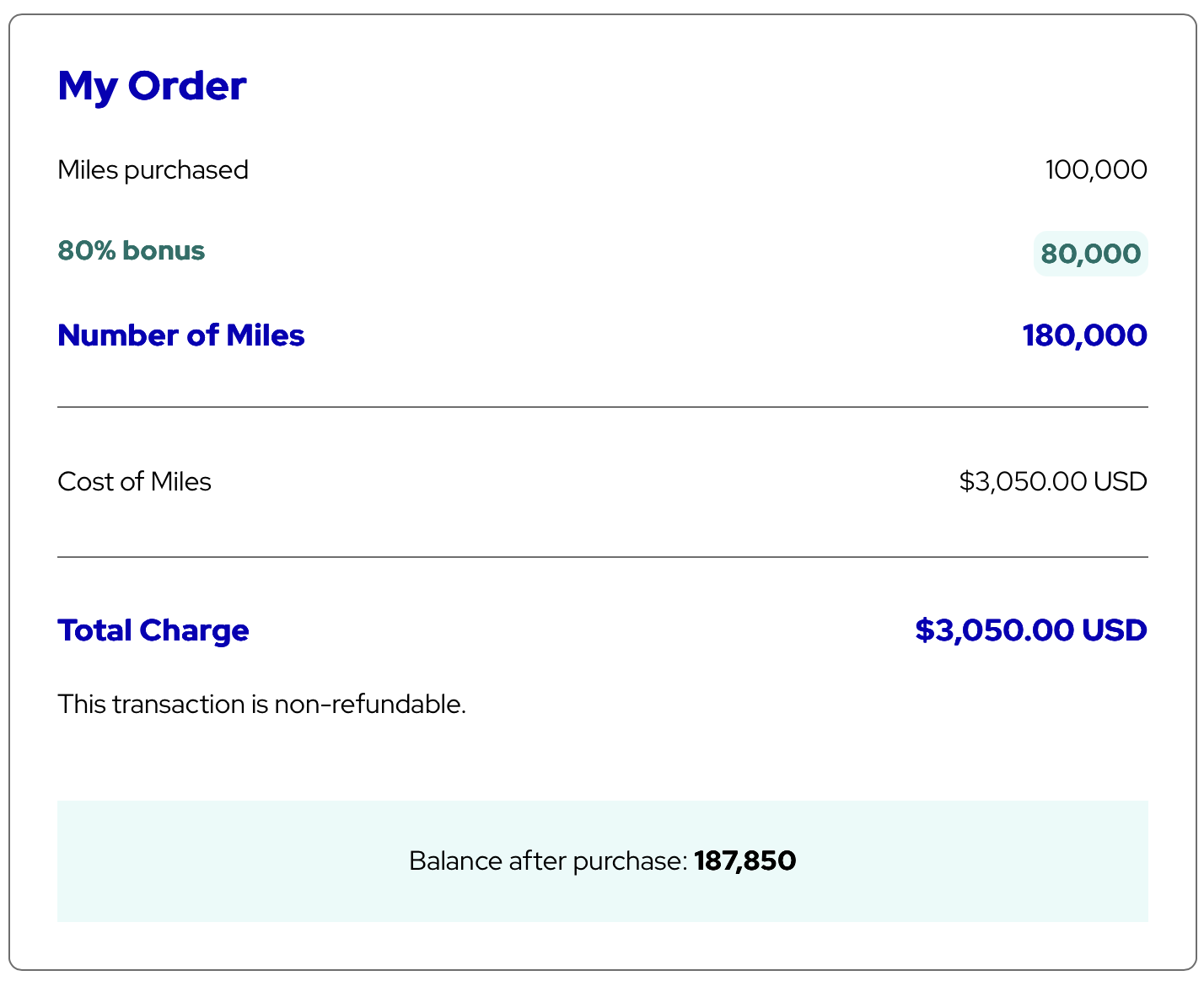 Limited time bonus miles offer
