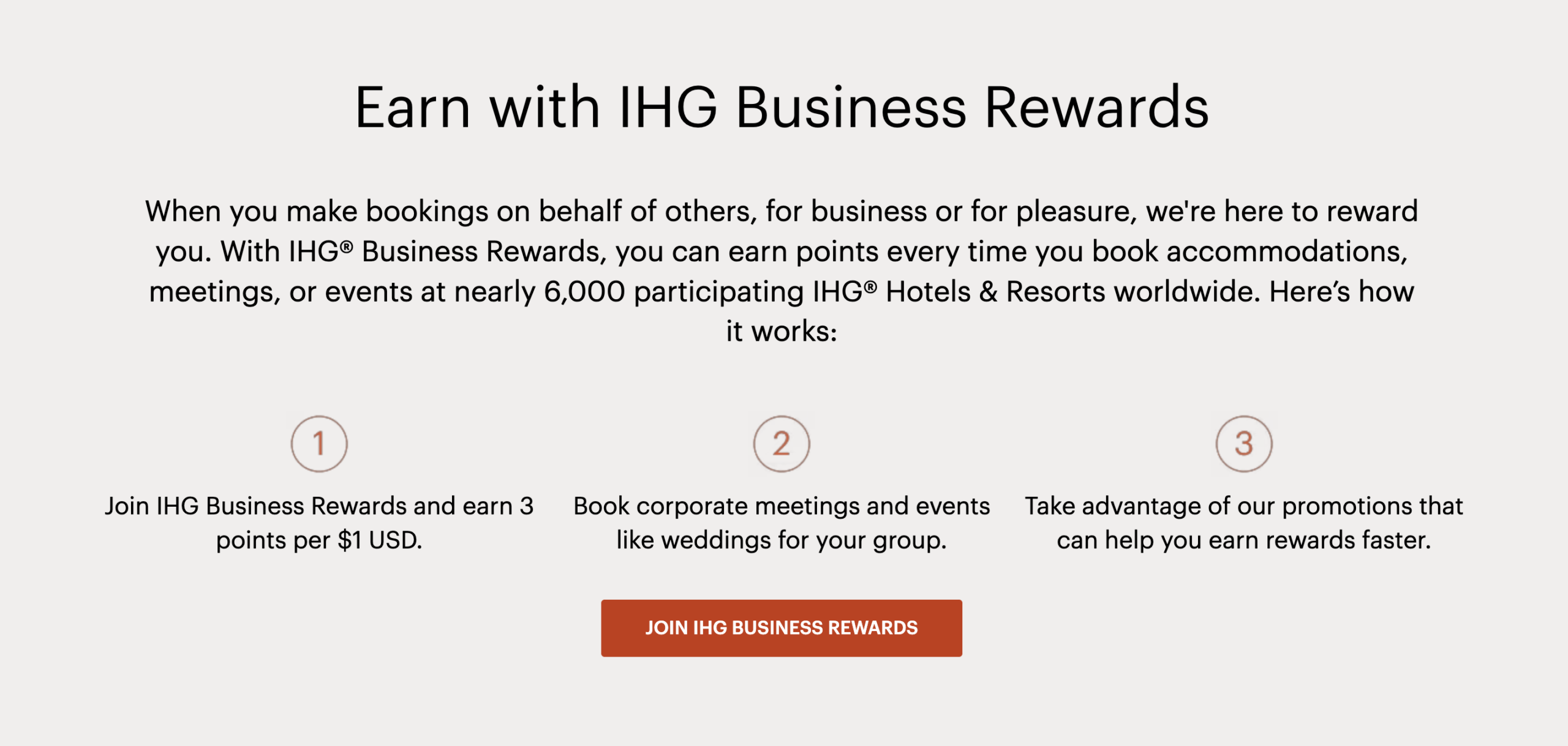 Screenshot of IHG Business Rewards overview