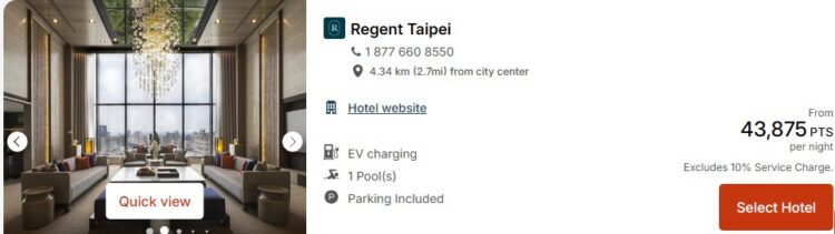 Regent Taipei on points
