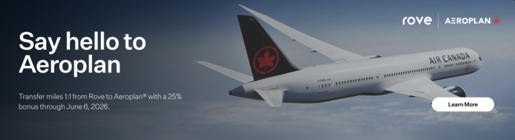 Screenshot of Rove Aeroplan announcement