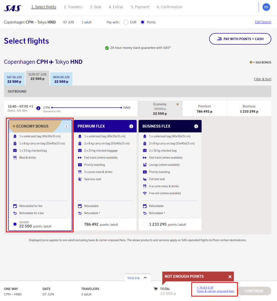 SAS award CPH-HND June 2026