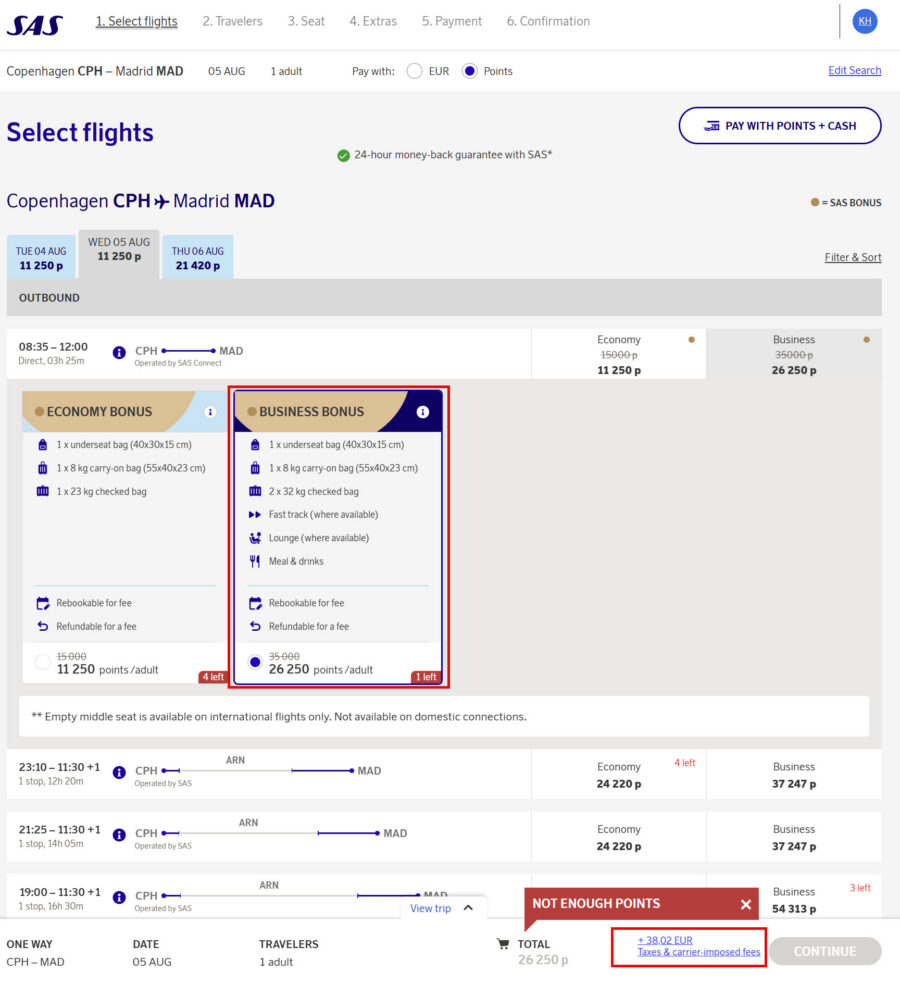 SAS award CPH-MAD Aug 2026