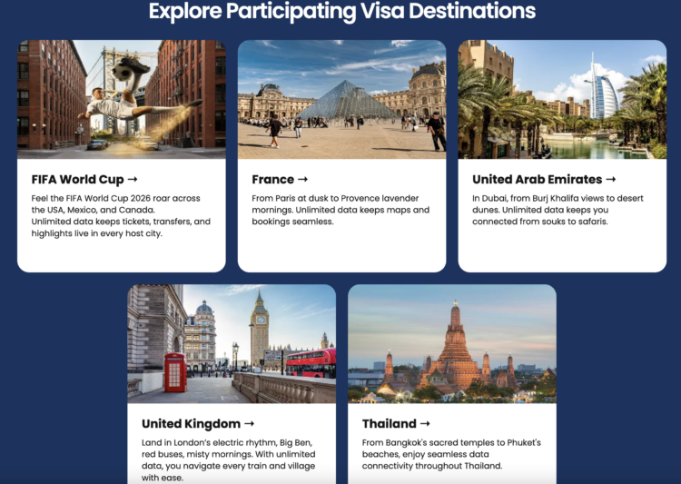 GigSky x Visa destinations