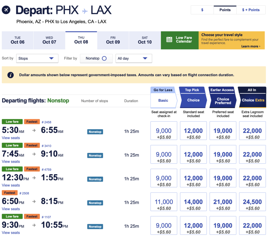 southwest phx las award search October 2026