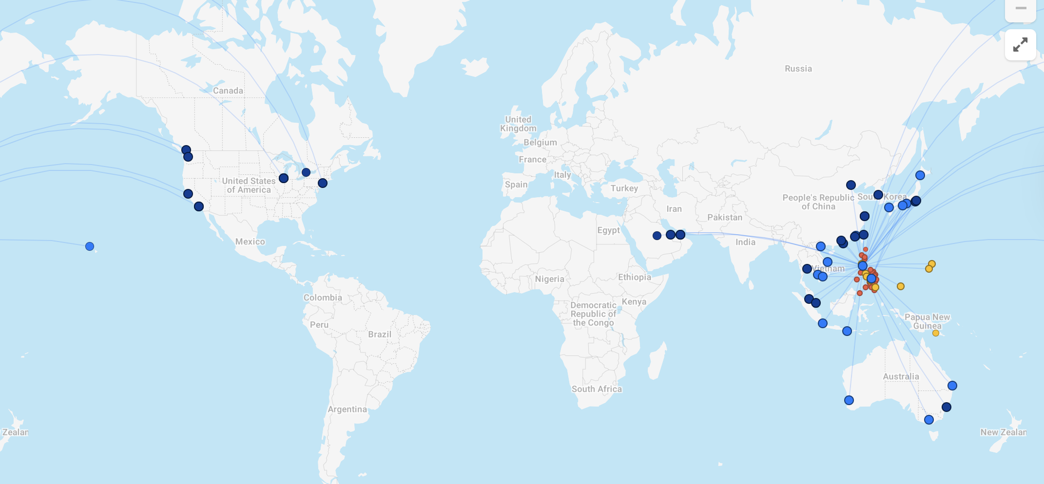 Philippine Airlines route map
