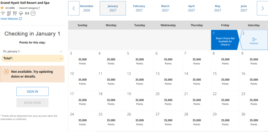 Grand Hyatt Vail new chart
