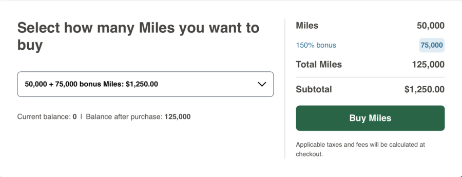 Buy Frontier miles with a 150% bonus