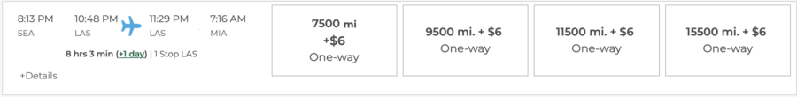 Frontier award search results SEA to MIA via LAS