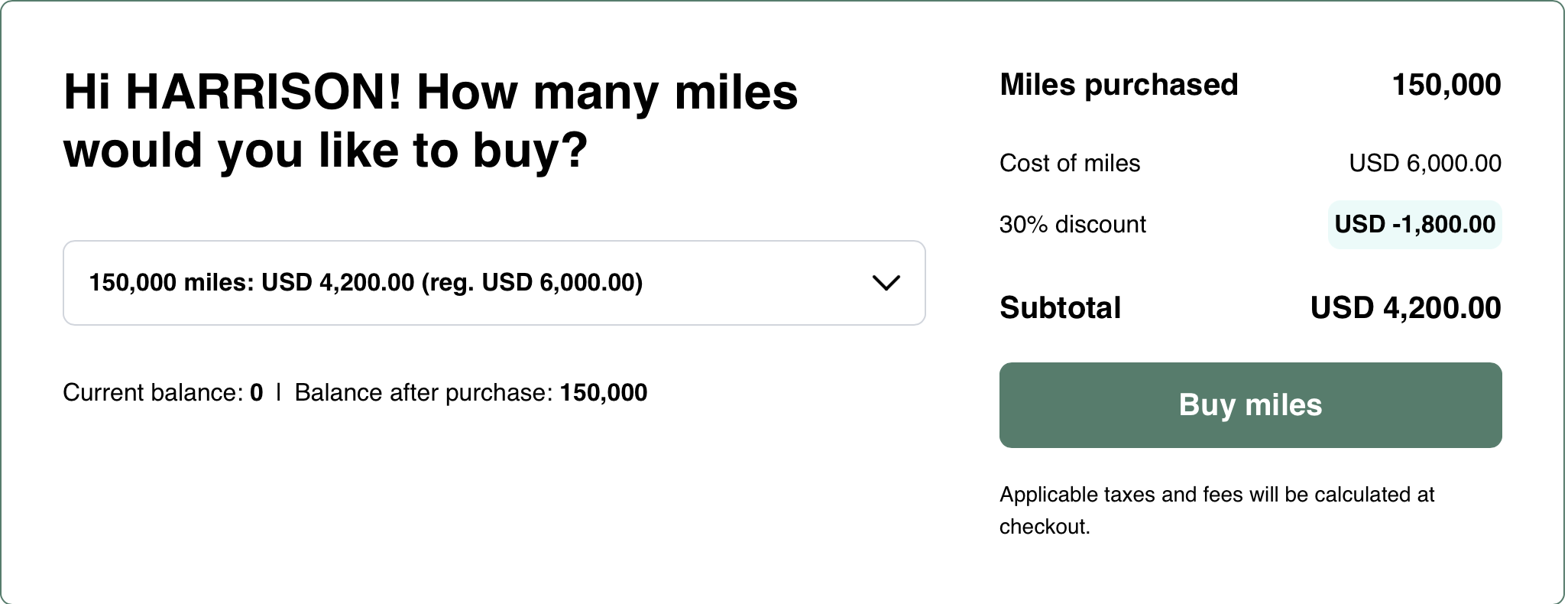 Buy EVA miles promo receipt.