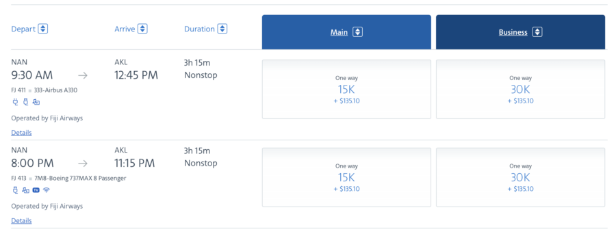 FJ award NAN-AKL via AAdvantage