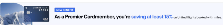 United card advertisement stating that Premier cardmembers save at least 15%.