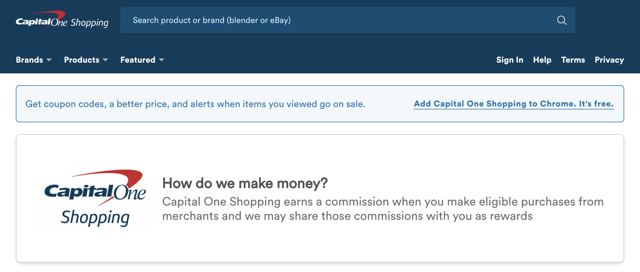 Capital One Shopping homepage