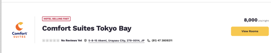 Tokyo Bay hotel bookable for 8,000 Choice Points