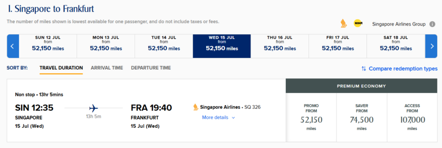 Singapore Airlines Spontaneous Escapes discounted award pricing