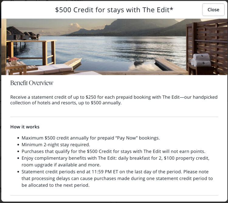 Chase Sapphire Reserve The Edit Credit overview