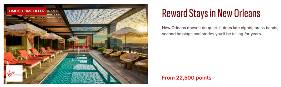 Banner ad for Virgin Hotels award discount at New Orleans property