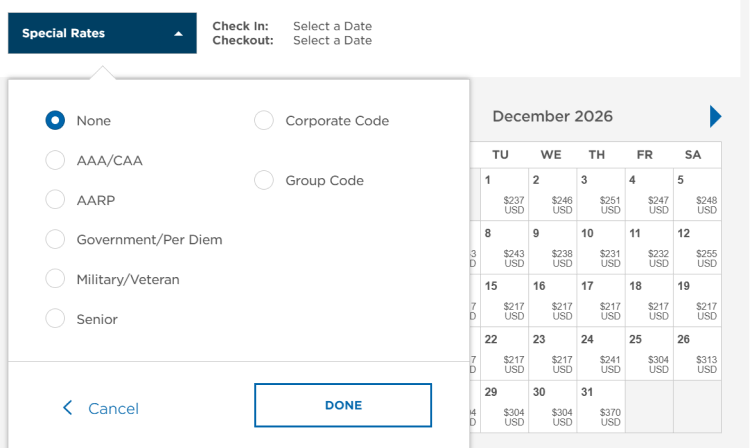 Wyndham's special rates.