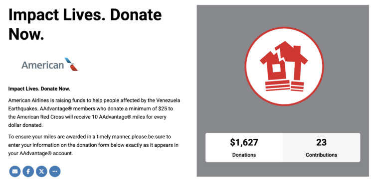 Screenshot of Red Cross Earthquake Relief donation promotion.
