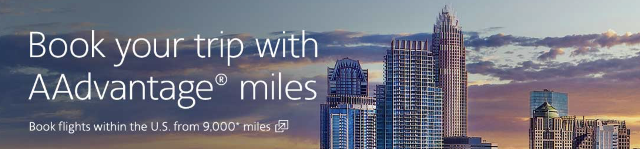 Screenshot of American Airlines award sale promo banner.